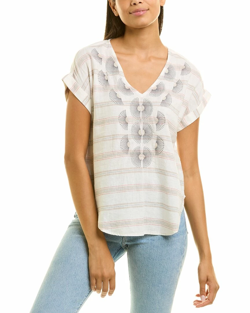 Wholesale π NIC+ZOE Petite Embroidered Stripe Linen-Blend Top π© Women Tops π