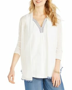 Buy 🔥 NIC+ZOE Pom Linen-Blend Cardigan 👩 Women Sweaters & Knits 🎉