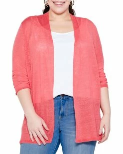 Hot Sale 👏 NIC+ZOE Plus Lightweight Long Boc Linen-Blend Cardy 👩 Women Sweaters & Knits 😍