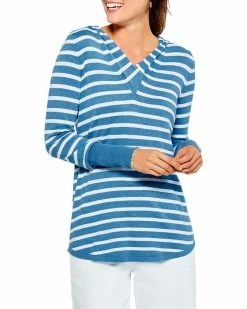 Coupon ✨ NIC+ZOE Striped Vital Hoodie 👩 Women Tops 😀